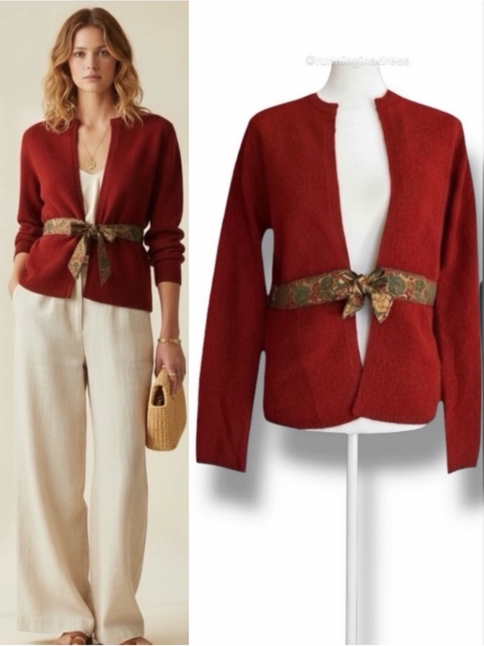 Anthropologie Sleeping on Snow Armana Jasmine Cardigan Red Wool Blend Size M